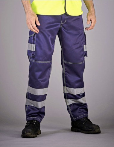 YOK-HV018T-Hi-Vis Cargo Trousers With Knee Pad Pockets